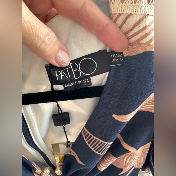 PatBO Stargazer Lace Trim Mini Dress Navy tan Floral size 0 NWT - Picture 5 of 17